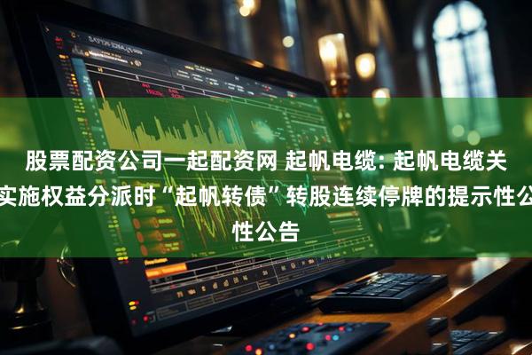 股票配资公司一起配资网 起帆电缆: 起帆电缆关于实施权益分派时“起帆转债”转股连续停牌的提示性公告